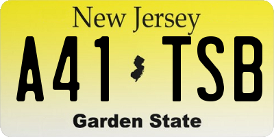 NJ license plate A41TSB