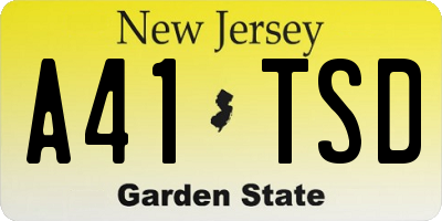 NJ license plate A41TSD