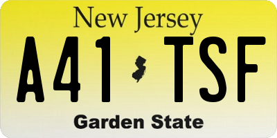 NJ license plate A41TSF