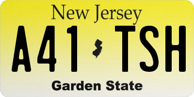 NJ license plate A41TSH