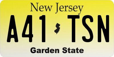 NJ license plate A41TSN