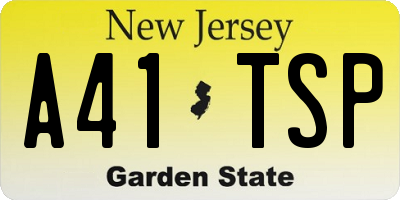 NJ license plate A41TSP