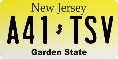 NJ license plate A41TSV