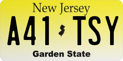 NJ license plate A41TSY