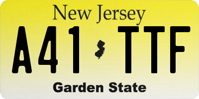 NJ license plate A41TTF
