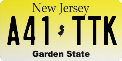 NJ license plate A41TTK