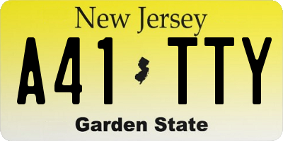NJ license plate A41TTY