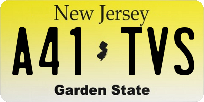 NJ license plate A41TVS