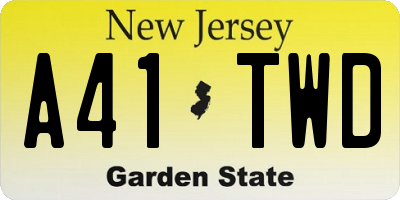 NJ license plate A41TWD
