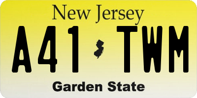 NJ license plate A41TWM