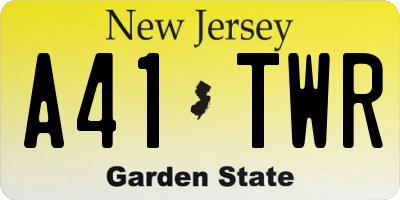 NJ license plate A41TWR