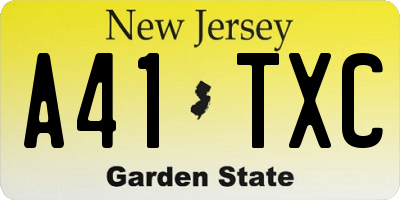 NJ license plate A41TXC