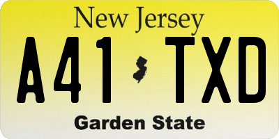 NJ license plate A41TXD