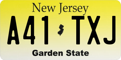 NJ license plate A41TXJ