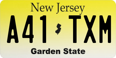 NJ license plate A41TXM