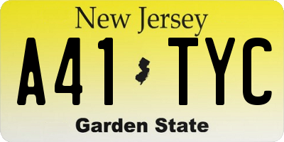 NJ license plate A41TYC