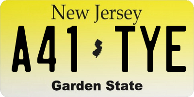NJ license plate A41TYE