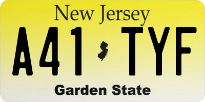 NJ license plate A41TYF