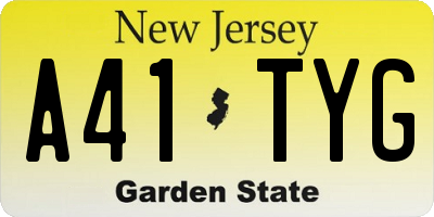 NJ license plate A41TYG