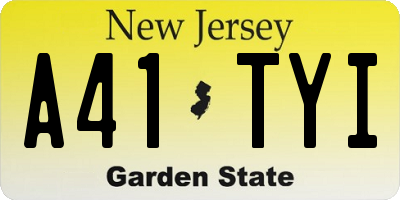 NJ license plate A41TYI