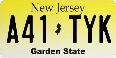 NJ license plate A41TYK