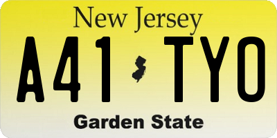 NJ license plate A41TYO