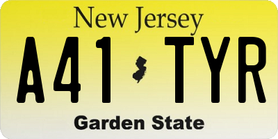 NJ license plate A41TYR