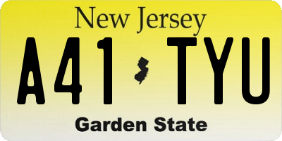 NJ license plate A41TYU