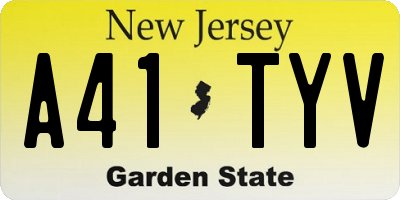 NJ license plate A41TYV