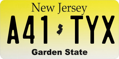 NJ license plate A41TYX