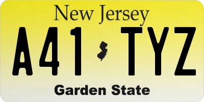 NJ license plate A41TYZ
