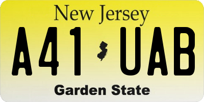 NJ license plate A41UAB