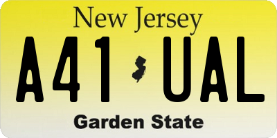 NJ license plate A41UAL