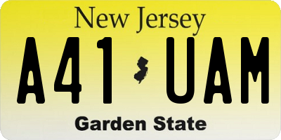 NJ license plate A41UAM