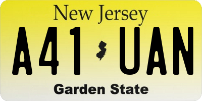 NJ license plate A41UAN