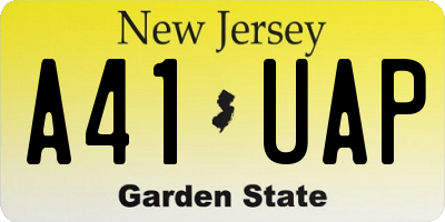 NJ license plate A41UAP