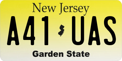 NJ license plate A41UAS