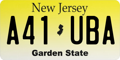 NJ license plate A41UBA