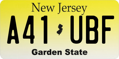 NJ license plate A41UBF