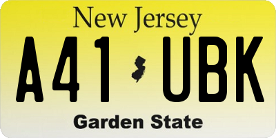 NJ license plate A41UBK