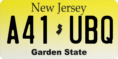 NJ license plate A41UBQ