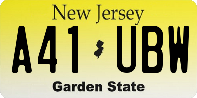 NJ license plate A41UBW