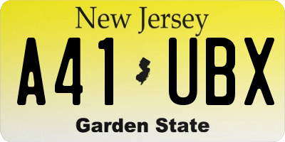 NJ license plate A41UBX