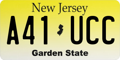 NJ license plate A41UCC