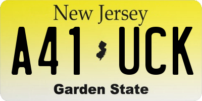 NJ license plate A41UCK