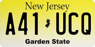 NJ license plate A41UCQ