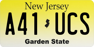 NJ license plate A41UCS