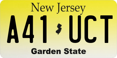 NJ license plate A41UCT