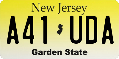 NJ license plate A41UDA