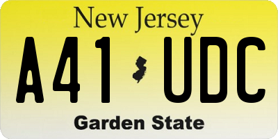 NJ license plate A41UDC
